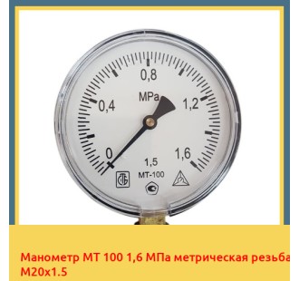 Манометр МТ 100 1,6 МПа метрическая резьба М20х1.5 в Уральске